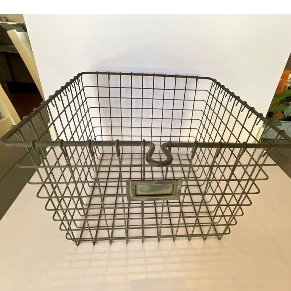 Vintage wire locker basket; metal basket great for storage